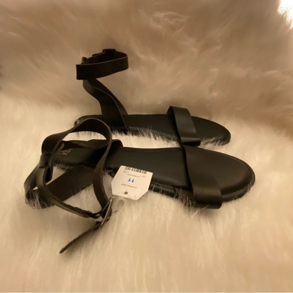 Time And Tru Shoes Sandal’s Women’s Size 11 Black Ankle Strap New With‎ Tag